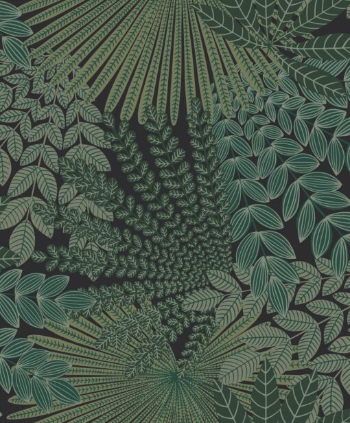 Velvet Leaves Wallpaper In Dark Green