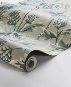 Treasured Thistle Wallpaper In Green And Beige