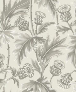 Treasured Thistle Wallpaper In Grey And White
