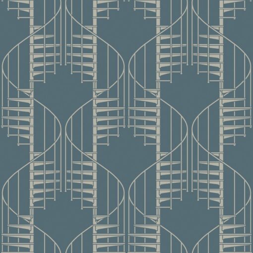 Staircase Wallpaper In Blue And Light Grey