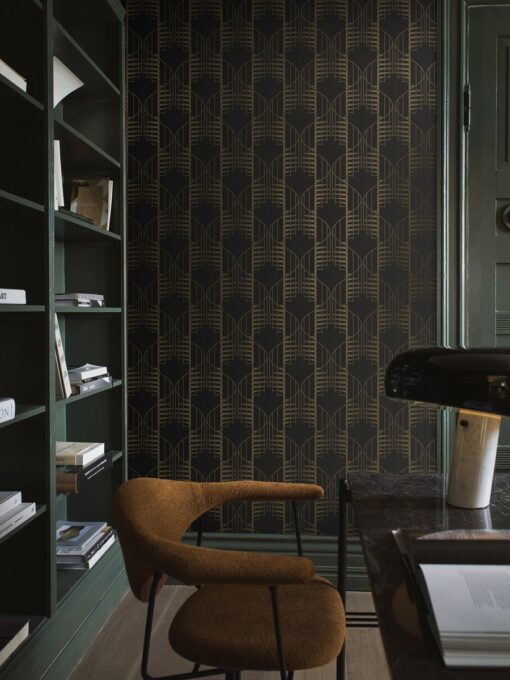 Staircase Wallpaper In Gold And Black