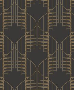 Staircase Wallpaper In Gold And Black