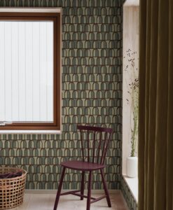 Venice Wallpaper In Olive Green And Dark Burgundy