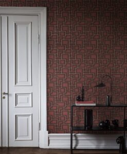 Tribeca Wallpaper In Burgundy Red And Brown