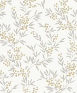 Forest Berries Wallpaper In White