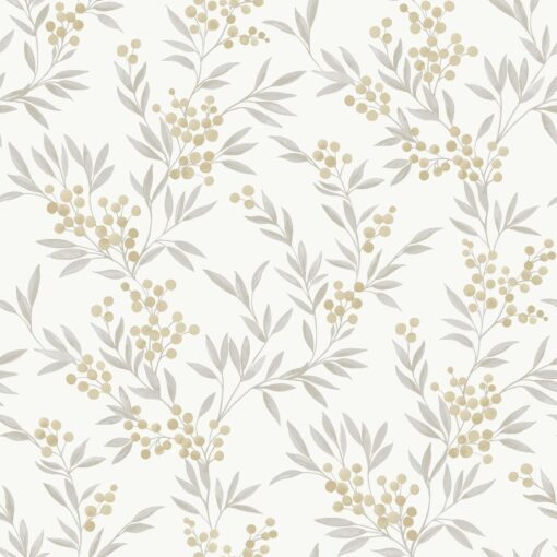 Forest Berries Wallpaper In White