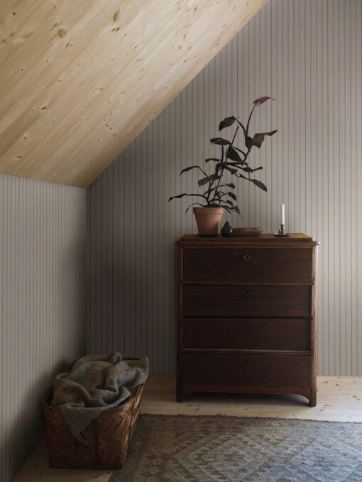 Woodland Stripe Wallpaper In Light Beige