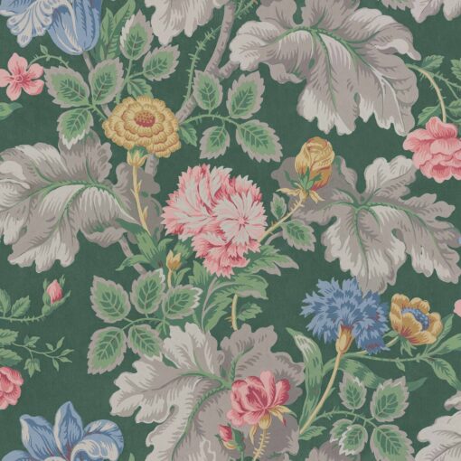 Carnation Garden Wallpaper Green