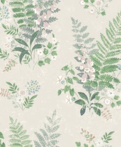 Foxglove Wallpaper in Beige