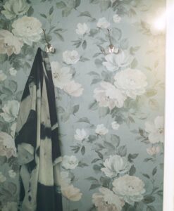 Peony Wallpaper in Blue