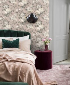 Peony Wallpaper in Grey