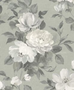 Peony Wallpaper in Ash Grey