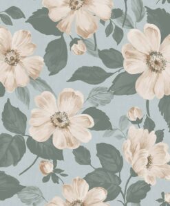 Alfred Wallpaper In Light Turquoise And Pink
