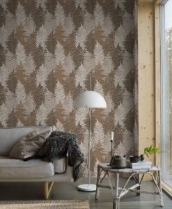 Fern Forest Wallpaper In Brown