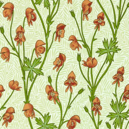 Monkshood Wallpaper in Tangerine & Sage