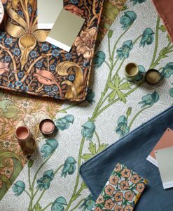 Morris & Co Flatlay of wallpapers and fabric