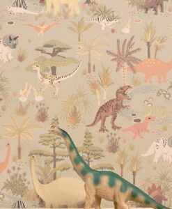 Dinosaur Vibes Wallpaper in Soft Green