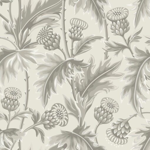 Treasured Thistle Wallpaper In Grey And White