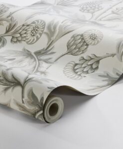 Treasured Thistle Wallpaper In Grey And White