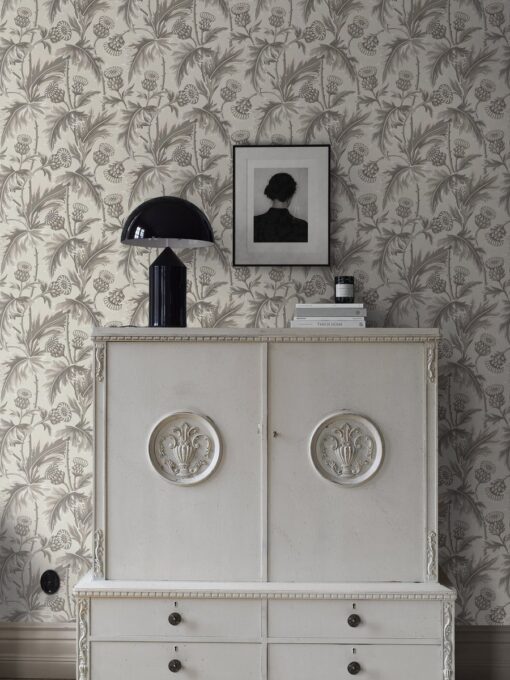 Treasured Thistle Wallpaper In Grey And White