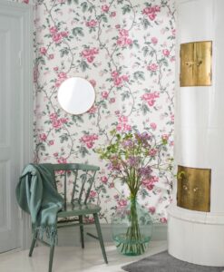 French Roses Wallpaper in White And Pink