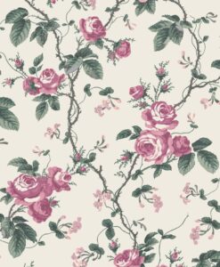 French Roses Wallpaper in White And Pink