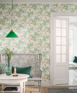 Spring Garden Wallpaper in Green And White