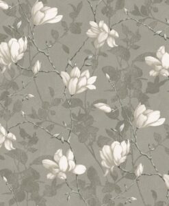 Lily Tree Wallpaper in Grey