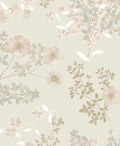 Prairie Rose wallpaper in Beige