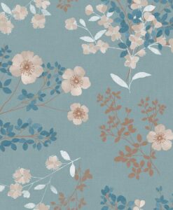 Prairie Rose wallpaper in Blue