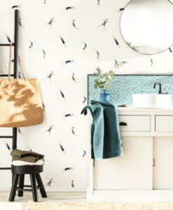 Funny Swim Wallpaper in Midnight by Caselio